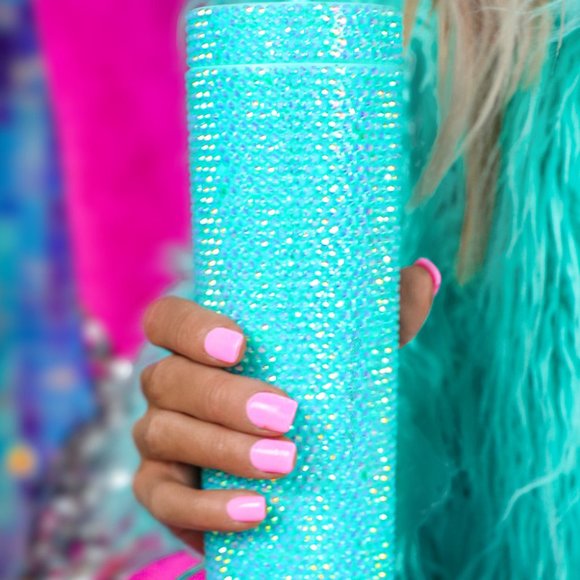 Turquoise Rhinestone Straw Cup - Picture 3 of 9